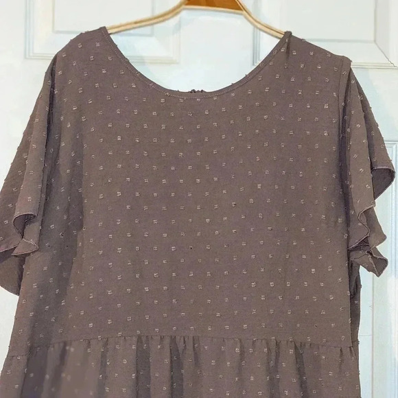 Shein Curve Size 4XL Dusty Rose Pink‎ Tiered Midi Dress Swiss Dots Short Sleeve - Picture 8 of 11